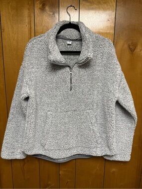 Cozy Grey Sherpa Half-Zip Pullover